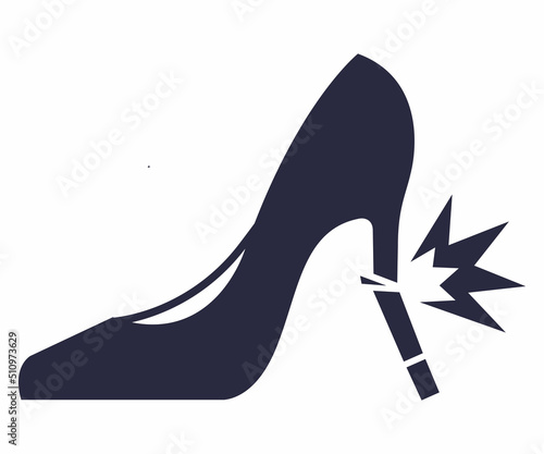 the icon of a woman heel with a broken heel. careless walking. flat vector illustration.