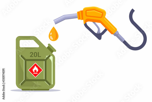 fill the green canister with gasoline. fuel reserve for the car. flat vector illustration.