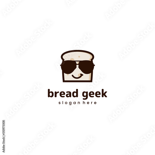 bread geek logo  bread with glasses logo icon