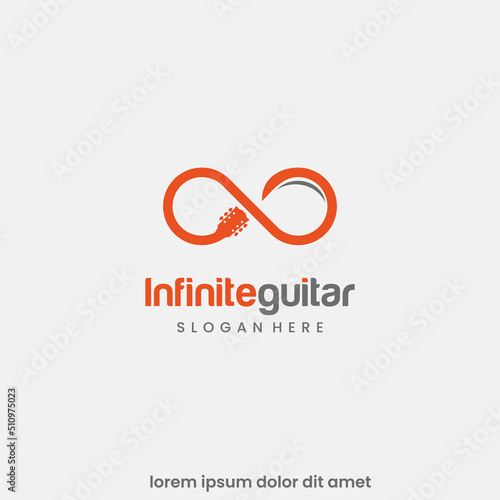 music infinity logo design, infinity symbol with guitar neck logo modern concept