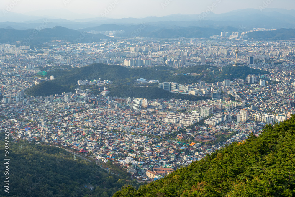 aerial view from aspan park of daegu, south korea