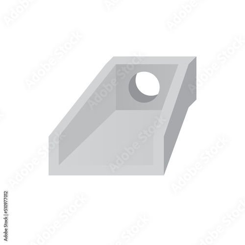 Culvert or precast concrete pipe and structure vector icon. Include retaining wall i.e. endwall, headwall, wingwall for inlet, outlet of water, rainwater. Drainage system under road, driveway, street.