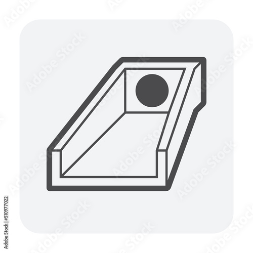Culvert or precast concrete pipe and structure vector icon. Include retaining wall i.e. endwall, headwall, wingwall for inlet, outlet of water, rainwater. Drainage system under road, driveway, street.