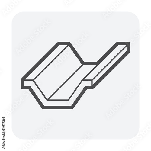 Open drain gutter vector icon. May called trench, ditch, street or concrete gutter for irrigation, stormwater drainage system. To drain water from lawn, yard, garden, road, city, driveway to sewer.
