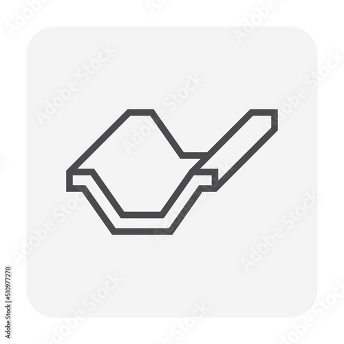 Open drain gutter vector icon. May called trench, ditch, street or concrete gutter for irrigation, stormwater drainage system. To drain water from lawn, yard, garden, road, city, driveway to sewer.
