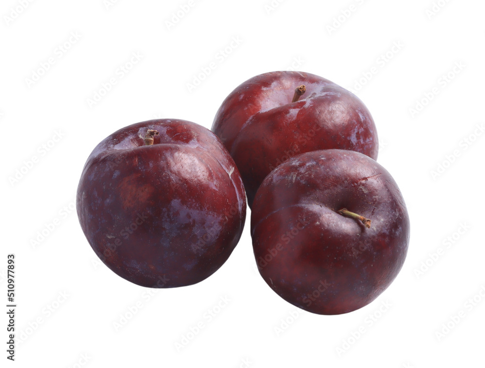 Fresh plum on a white background, unretouched.