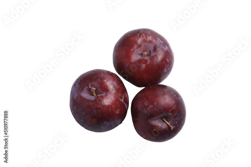 Fresh plum on a white background, unretouched.