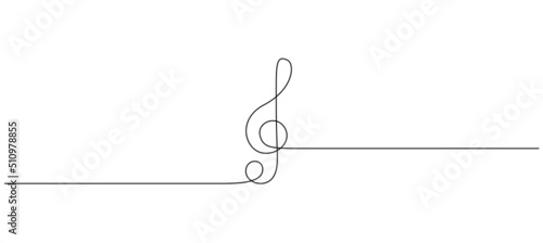 Tablou canvas One continuous line drawing of treble clef