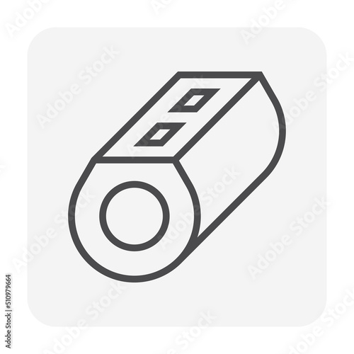 Precast concrete product of trench drain or slot drain vector icon for stormwater drainage system by install at underground to drain water from yard, garden, road, city, driveway to sewer. 64x64 pixel
