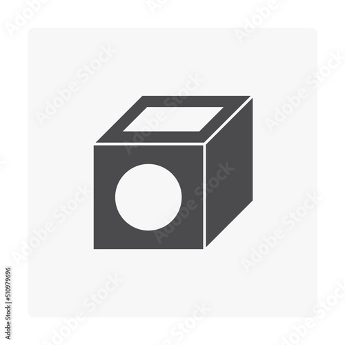 Precast concrete manhole product vector icon for access to cleaning by construction, install in stormwater, rainwater, wastewater or sewage drainage system by connection with sewer pipe, drain gutter.