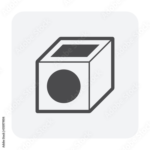Precast concrete manhole product vector icon for access to cleaning by construction, install in stormwater, rainwater, wastewater or sewage drainage system by connection with sewer pipe, drain gutter.