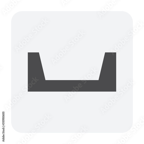 Open drain gutter vector icon. May called trench, ditch, street or concrete gutter for irrigation, stormwater drainage system. To drain water from lawn, yard, garden, road, city, driveway to sewer.

