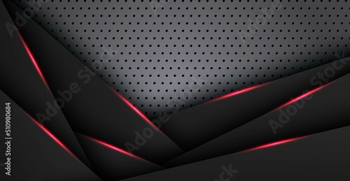 abstract red black space frame layout design tech triangle concept silver texture background. eps10 vector