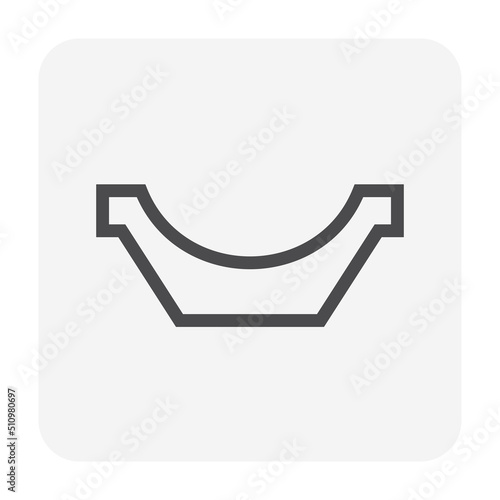Open drain gutter vector icon. May called trench, ditch, street or concrete gutter for irrigation, stormwater drainage system. To drain water from lawn, yard, garden, road, city, driveway to sewer.
