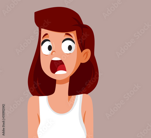 Shocked Woman Living with Phobia Vector Cartoon Illustration