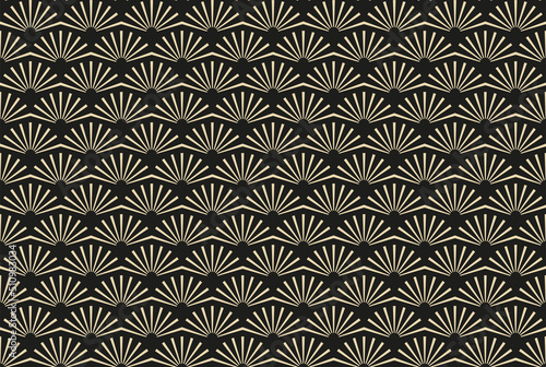 Vektor-Illustration eines nahtlosen, dekorativen, geometrischen, hell gold und schwarzen Art-Déco-Musters der 20er Jahre mit Linien