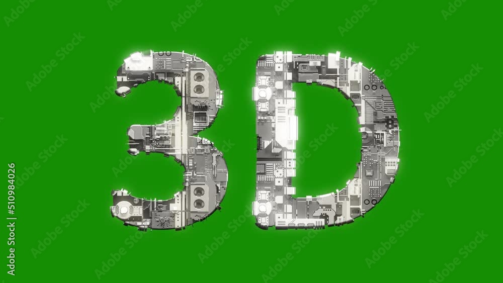 silver grey cybernetic text 3D with animation on green screen, isolated - loop video silver grey cybernetic text 3D with animation on green screen, isolated - loop video