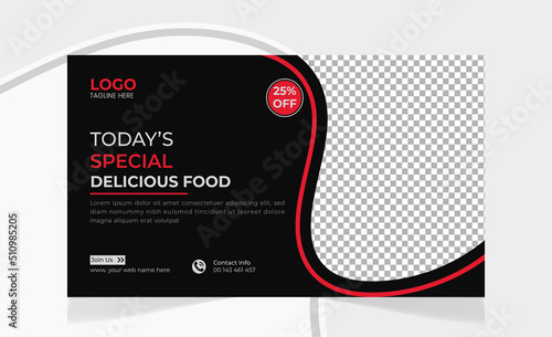 Restaurant fast food today's special delicious youtube thumbnail business and web banner template design.