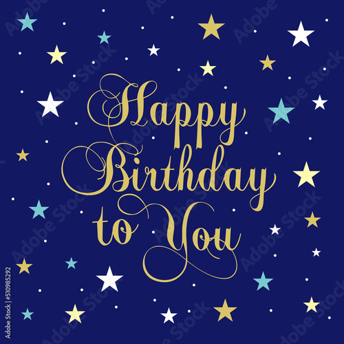 Birthday card design with birthday lettering and stars