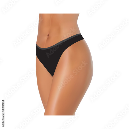 Beautiful woman in black bikini on white background vector illustration