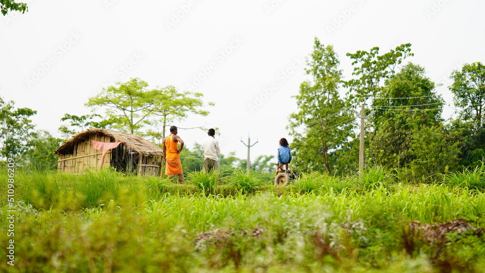 family in the farm image