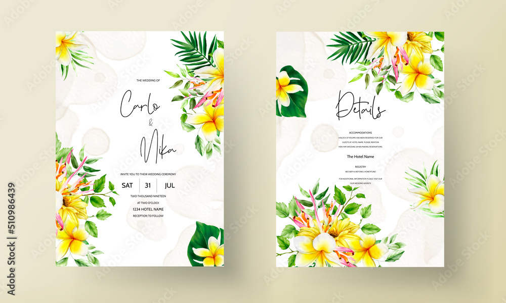 beautiful watercolor summer floral wedding invitation card