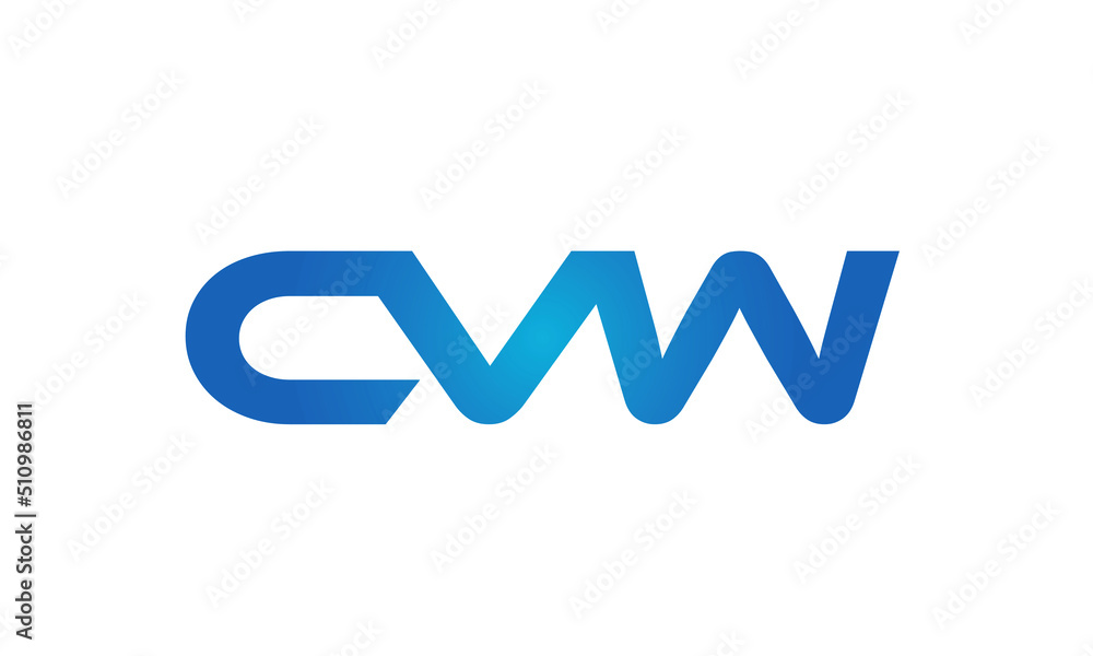 Connected CVW Letters logo Design Linked Chain logo Concept Connected CVW Letters logo Design Linked Chain logo Concept