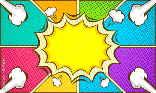 Comic cartoon colorful background with cloud