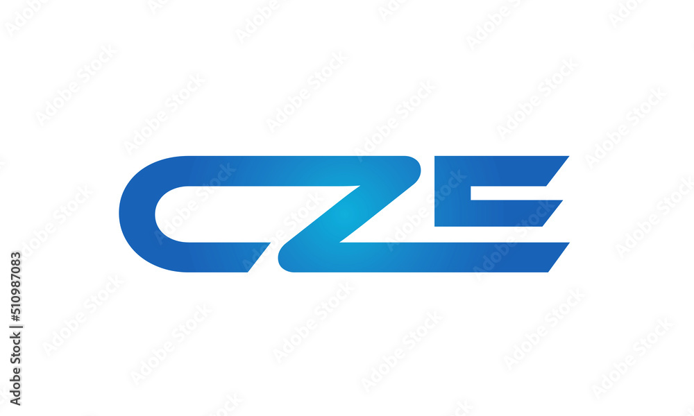Connected CZE Letters logo Design Linked Chain logo Concept Connected CZE Letters logo Design Linked Chain logo Concept