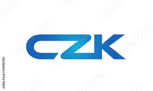 Connected CZK Letters logo Design Linked Chain logo Concept 