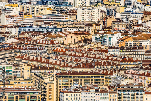 Red Apartment Buildings Pattern Cityscape Marseille France