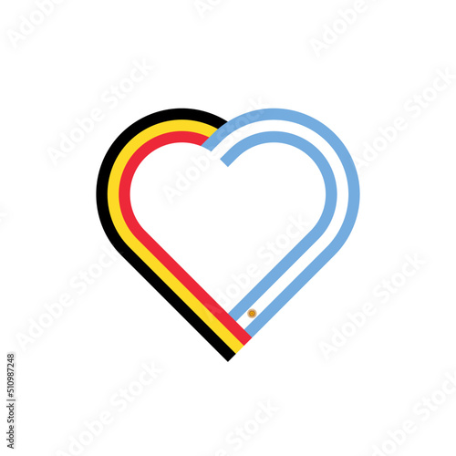 unity concept. heart ribbon icon of belgium and argentina flags. vector illustration isolated on white background