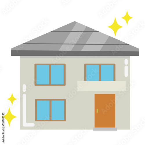 きれいな二階建ての家　アイコン　イラスト