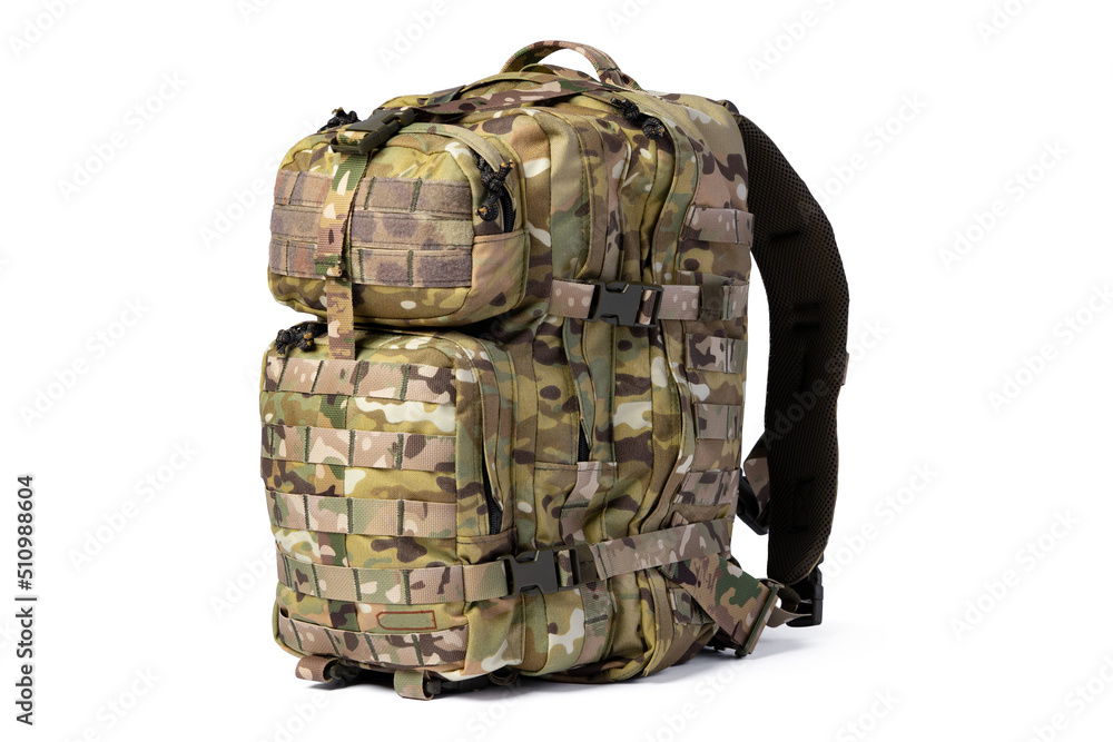 Military backpack isolated on a white background. Military backpack isolated on a white background.