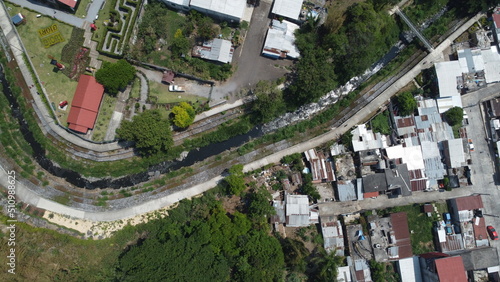 Aerial view of the popular neighborhood "Dante Delgado" in the city of Orizaba, Mexico.