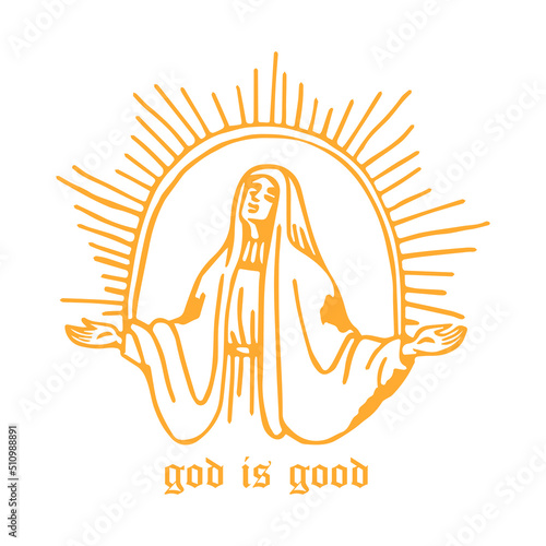 vector illustration of a nun praying