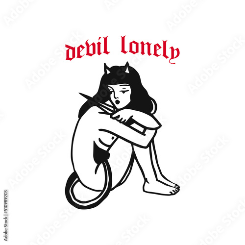 sitting devil woman vector illustration