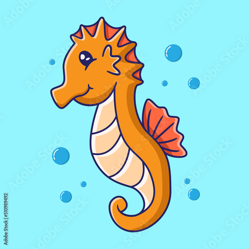 cute seahorse with air bubbles. suitable for children's screen printing shirts,