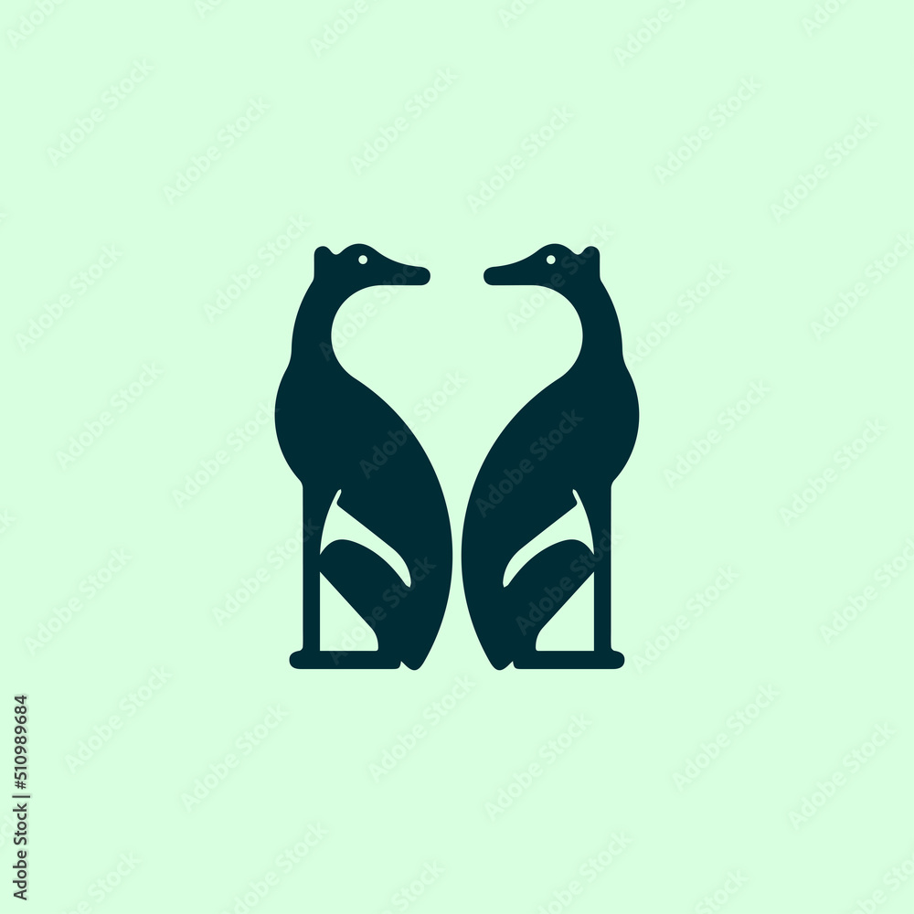 Obraz premium vector illustration of two dog silhouettes