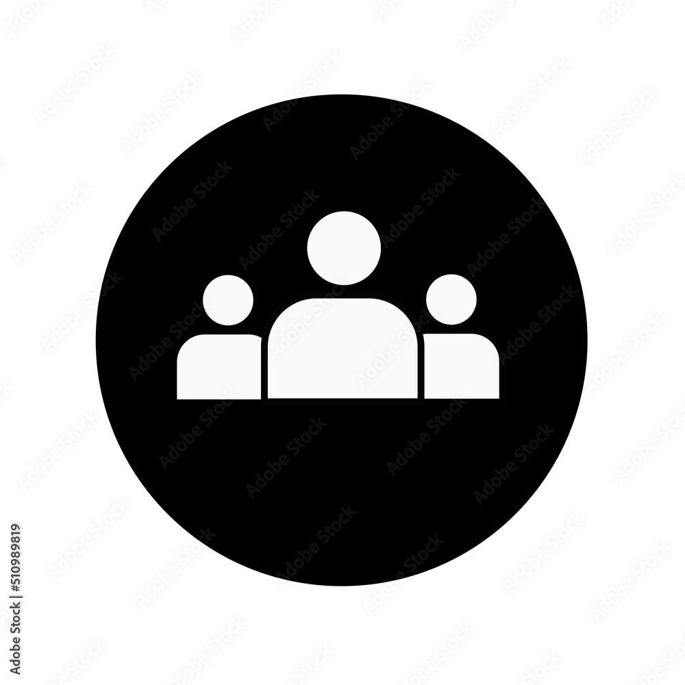 3 people glyph icon. Simple solid style. Multi user, circle, group, person, service concept. Crowd sign symbol design. Vector illustration isolated on white background. 3 people glyph icon. Simple solid style. Multi user, circle, group, person, service concept. Crowd sign symbol design. Vector illustration isolated on white background.