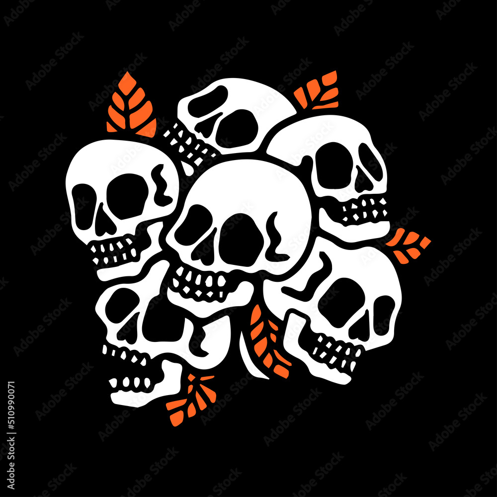 vector illustration of skull with leaves vector illustration of skull with leaves