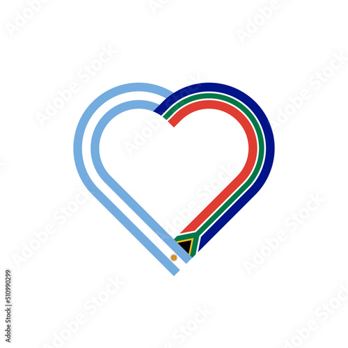 unity concept. heart ribbon icon of argentina and south africa flags. vector illustration isolated on white background