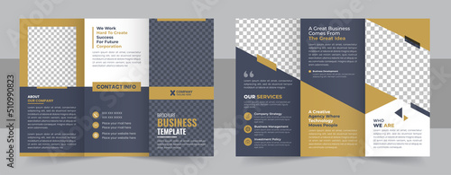 Corporate business trifold brochure template, Business trifold brochure annual report cover