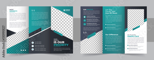 Creative medical Clinic Trifold Brochure Layout, Medical & healthcare trifold brochure template