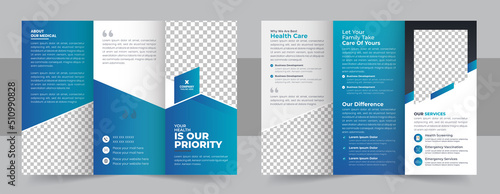 Medical Clinic Trifold Brochure Layout, Medical & healthcare trifold brochure design