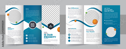 Medical Clinic Trifold Brochure Layout, Medical & healthcare trifold brochure template