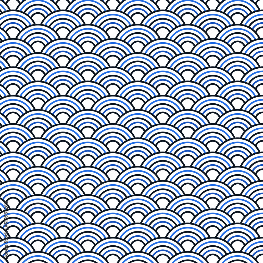 Ancient japanese pattern, Water wave circle style, Fish scale, Seamless pattern background. Ancient japanese pattern, Water wave circle style, Fish scale, Seamless pattern background.