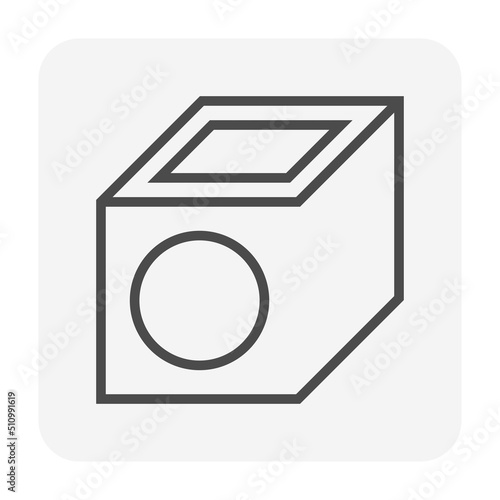 Precast concrete manhole product vector icon for access cleaning by construction in stormwater, rainwater, wastewater or sewage drainage system by connection with sewer pipe, drain gutter. 64x64 pixel