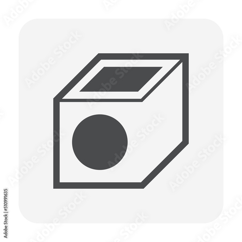 Precast concrete manhole product vector icon for access to cleaning by construction, install in stormwater, rainwater, wastewater or sewage drainage system by connection with sewer pipe, drain gutter.