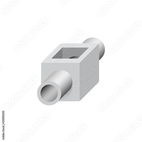 Precast concrete manhole product, sewer pipe vector illustration for access cleaning by construction, install in stormwater, rainwater, wastewater or sewage drainage system, connect to drain gutter.
